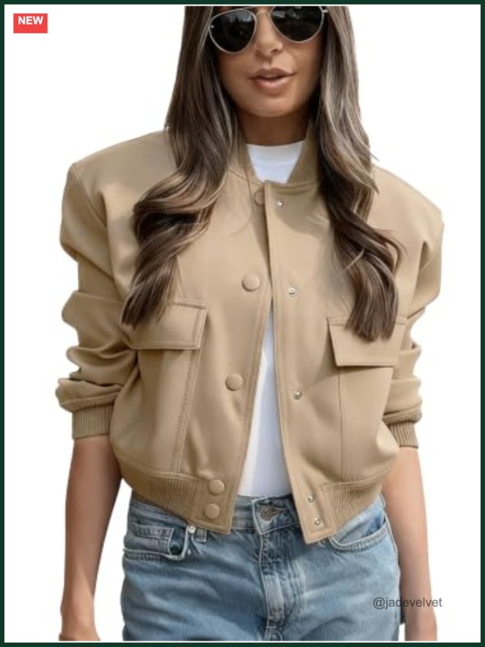 Women's Cropped Bomber Jacket Button Down Casual Varsity